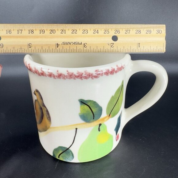 Hartstone Dove Partridge Pear Holly Bird Coffee Mug Cup Stoneware Vintage Mug - Picture 3 of 12